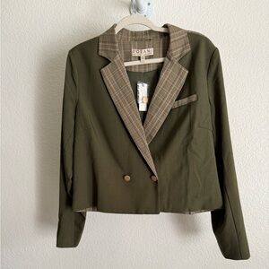 NWT Dolan Cropped Blazer with Plaid Accents